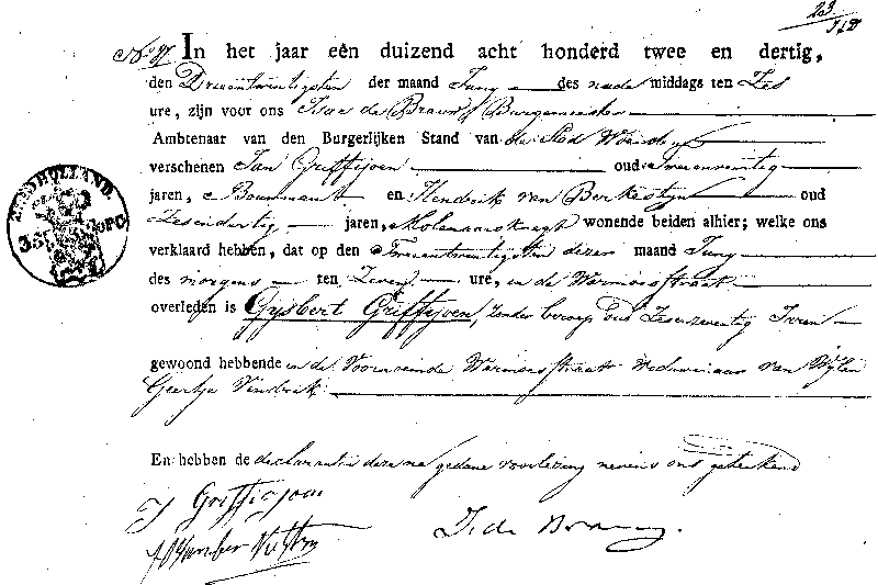 18320623 ovl akte 87 Gijbert Griffioen wdn Geertje Vendrik